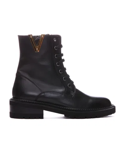 Via Roma 15 Lacing Short Boots In Black