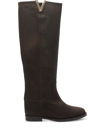Via Roma 15 Leather Boots In Brown