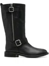Via Roma 15 Low Heels Ankle Boots In Black Leather In Black