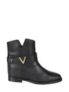 Via Roma 15 Strap Leather Boots In Black