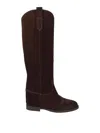 Via Roma 15 Tall Suede Boots With Internal Wedge In Brown