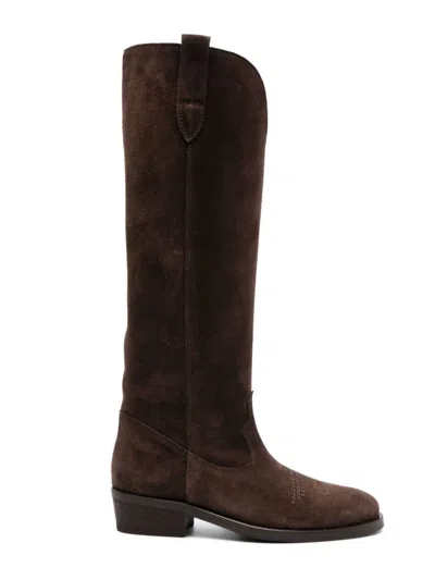 Via Roma 15 Leather Boots In Brown