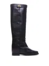 Via Roma 15 Black Calf Leather Boots In Negro