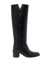 Via Roma 15 Black Leather Knee-length Boots In Negro