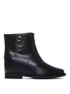 Via Roma 15 Santa Monica Black Ankle Boot With Buttons In Black