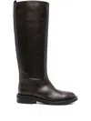 Via Roma 15 Low Heels Boots In Dark Brown Leather In Brown