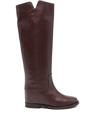 Via Roma 15 Leather Knee-high Boots In Black