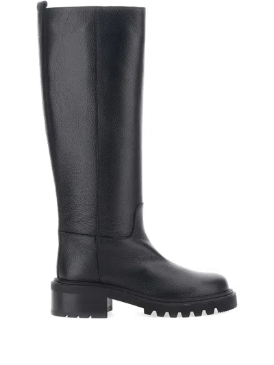 Via Roma 15 Leather Knee-length Boots In Black