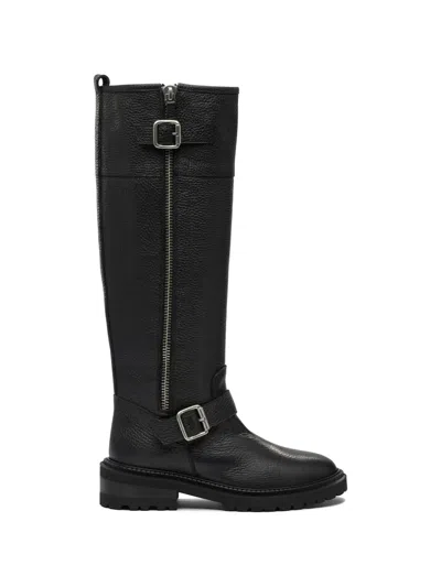 Via Roma 15 Leather Knee-high Boots In Black