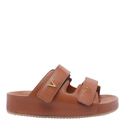 Via Roma 15 Leather Sandals In Brown