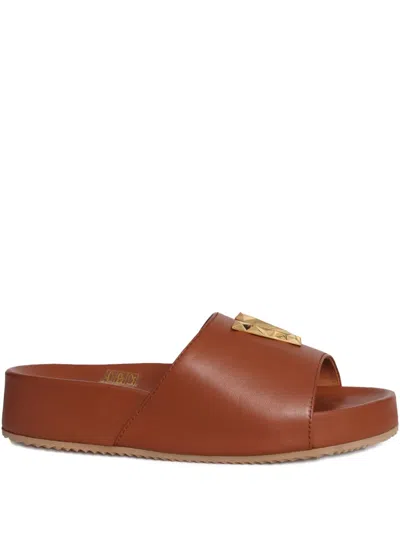 Via Roma 15 Leather V-detail Sandals In Brown