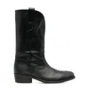 Via Roma 15 Leather Western-style Boots In Black