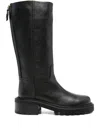 Via Roma 15 Leather Zip-detail Boots In Black