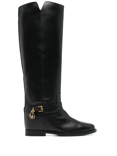Via Roma 15 Logo-charm Boots In Nero