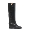 Via Roma 15 Logo Plaque Knee-length Boots In Black