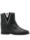 Via Roma 15 Logo-plaque Leather Boots In Black