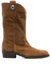 Via Roma 15 Texan Ankle Boots In Leather Color Suede In Brown