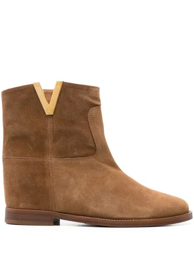 VIA ROMA 15 LOGO-PLAQUE SUEDE BOOTS