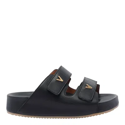 Via Roma 15 Logo Platform Sandals In Black
