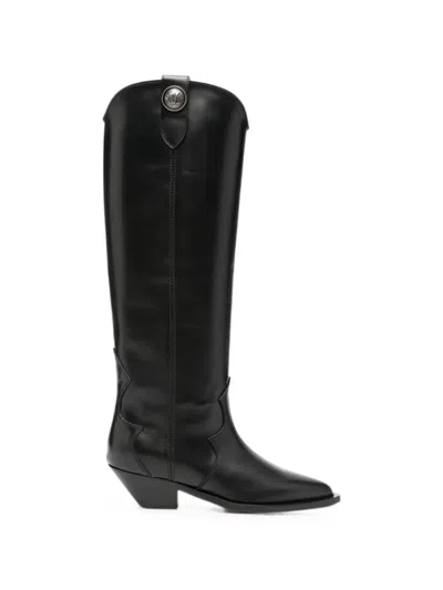 Via Roma 15 Logo-plaque Knee-high Boots In Black