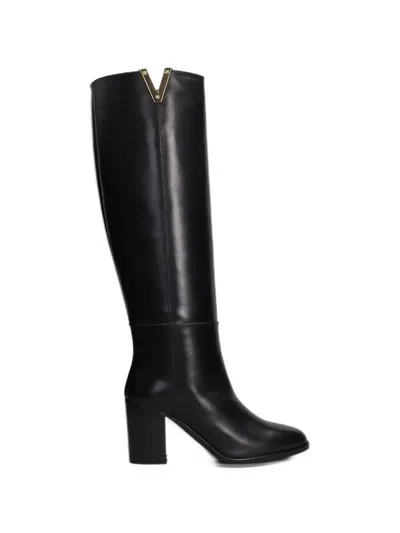 Via Roma 15 Logo-plaque Leather Boots In Black