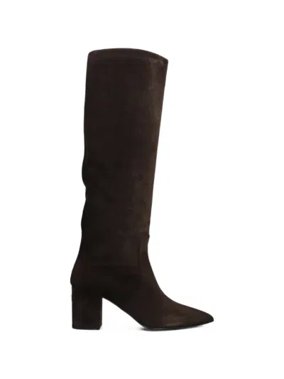Via Roma 15 Logo-plaque Pointed-toe Knee-high Boots In Multi