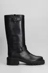 Via Roma 15 Low Heels Ankle Boots In Black Leather In Multi