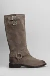 Via Roma 15 Low Heels Boots In Taupe Suede In Brown