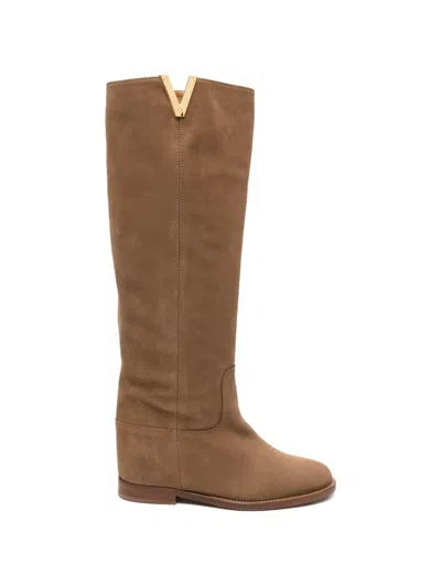 Via Roma 15 Metal Detail Boots In Brown