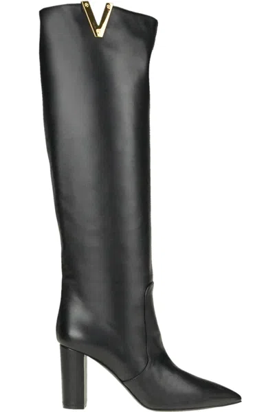 Via Roma 15 Nappa Leather Cuissardes In Black