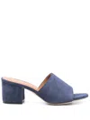 Via Roma 15 Ocean Blue Suede Mules In Grey