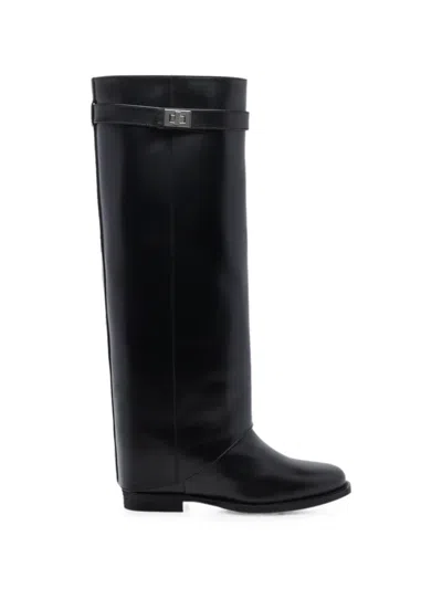 Via Roma 15 Padlock-detail Knee-high Boots In Black