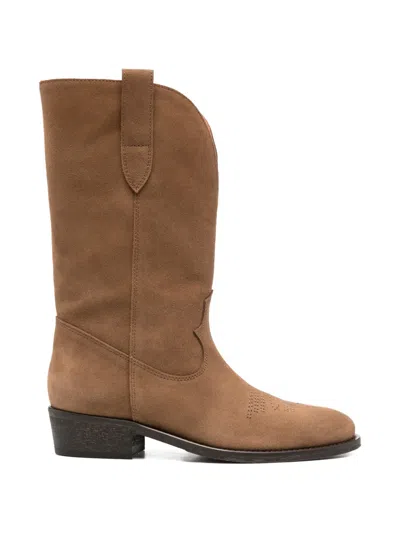 Via Roma 15 Perforated Boots In Brown