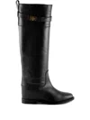 Via Roma 15 Plaque-buckle Leather Boots In Black