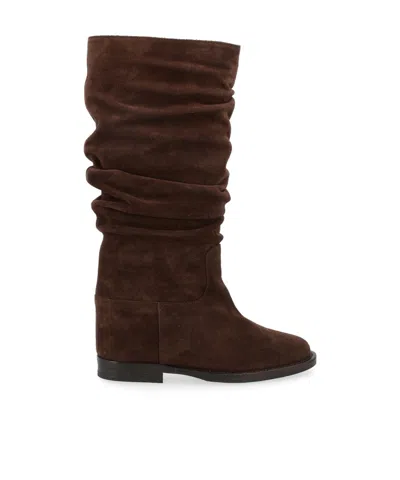 Via Roma 15 Pleated Short Boots In Black