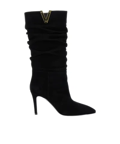 Via Roma 15 Pointed Short Boots In Black