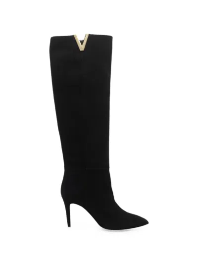 Via Roma 15 Pointed-toe Suede Boots In Black