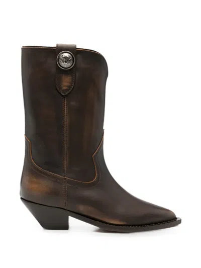 Via Roma 15 Pointed-toe Western-style Boots In Brown