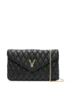 Via Roma 15 Quilted Logo-detail Shoulder Bag In Black