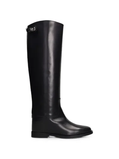 Via Roma 15 Rear-zip-fastening Knee-high Boots In Black