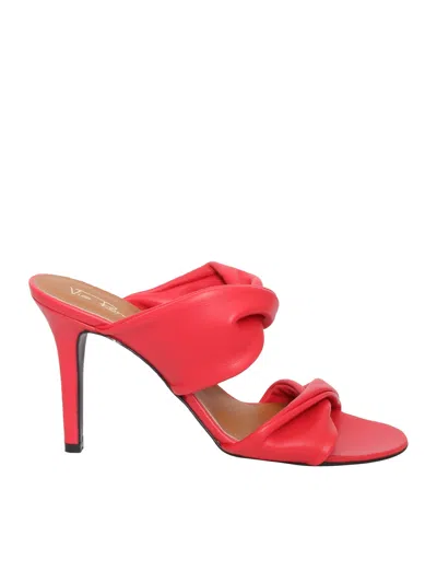 Via Roma 15 Weaved Nappa Sandals In Red