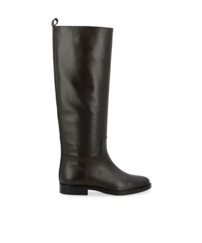 Via Roma 15 Round-head Boots In Black