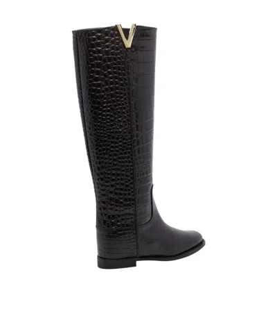 Via Roma 15 Round-toe Ankle Boots In Black
