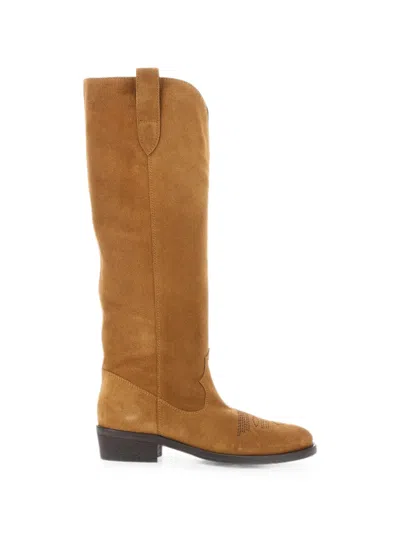Via Roma 15 Round-toe Suede Boots In Brown