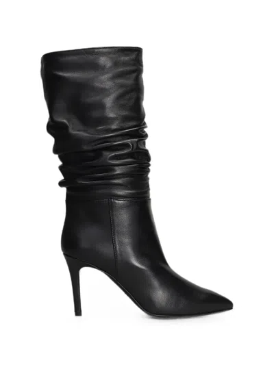 Via Roma 15 Ruched Pointed-toe Boots In Black