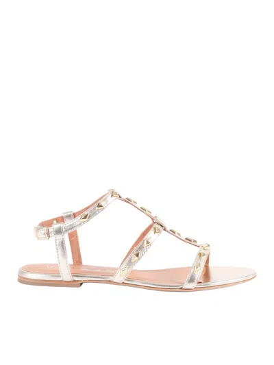 Via Roma 15 Sandalo Rombetti Pyramid Stud Sandals In Silver