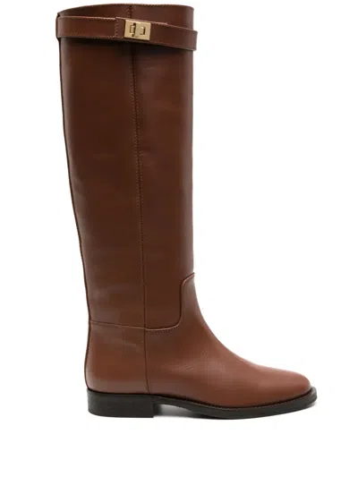 Via Roma 15 Santa Monica Leather Boots In Brown