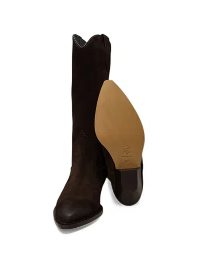 Via Roma 15 Santa Monica Suede Cowboy Boots In Brown