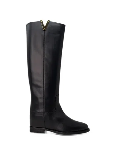 Via Roma 15 Satna Monica Logo-plaque Boots In Black