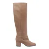 Via Roma 15 60mm Leather Knee-high Boots In Neutral